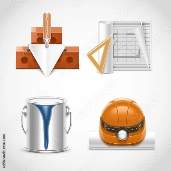 Obraz building and repair vector icons xxl