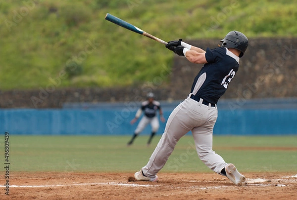 Fototapeta Baseball players in action on the stadium, baseball batter waiting to strike the ball