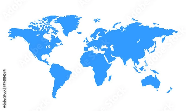 Fototapeta World map vector isolated. Clear map with all countries.