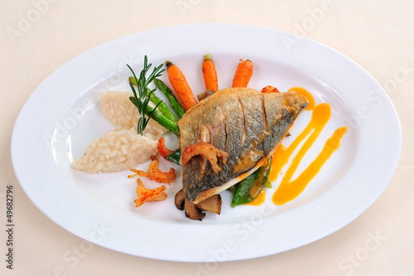 Obraz Leipziger Allerlei mit Doradenfilet und Limonenrisotto