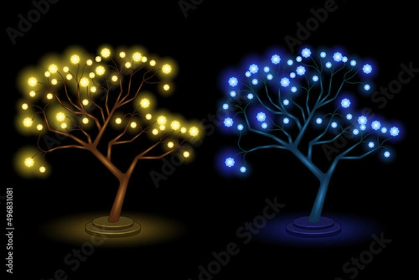 Obraz led lamp decoration tree realistic isolated black background