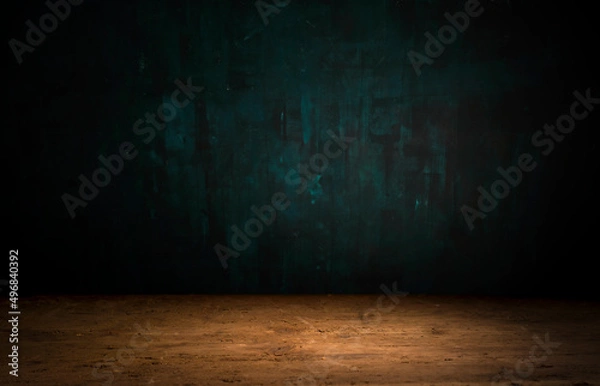 Obraz background of barrel and worn old table of wood