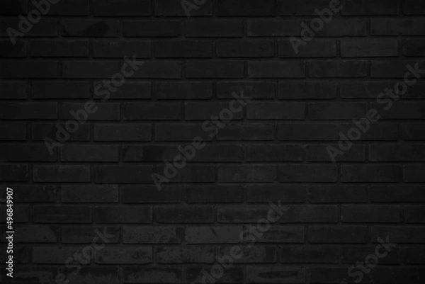 Fototapeta Black brick wall abstract background. Design geometric dark texture room decoration.	