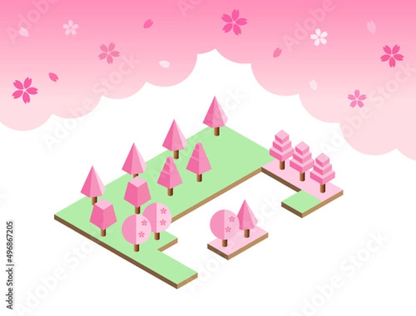 Fototapeta 満開の桜　アイソメトリック