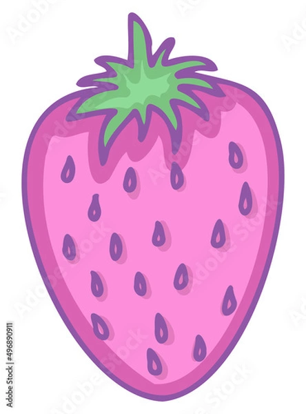 Fototapeta Cute pink strawberry icon.Cartoon style vector illustration of strawberry isolated on white  background.Nursery art..Suitable for nursery and post card design and svg for cricut