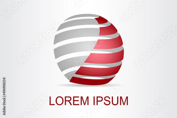 Obraz Abstract technology logo stylized spherical surface with abstract shapes. This logo is suitable for global company, world technologies, media and publicity agencies