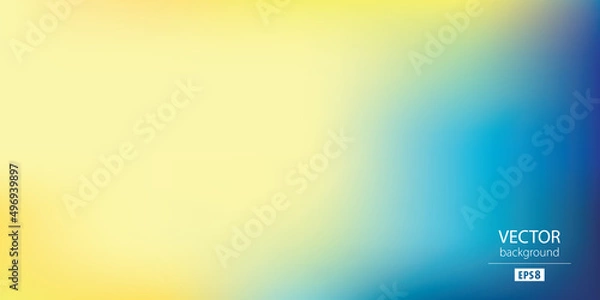 Obraz Abstract blurred gradient mesh background in blue and yellow colors of national flag of Ukraine. Poster or banner template. Easy editable soft colored EPS8 vector illustration without transparency.