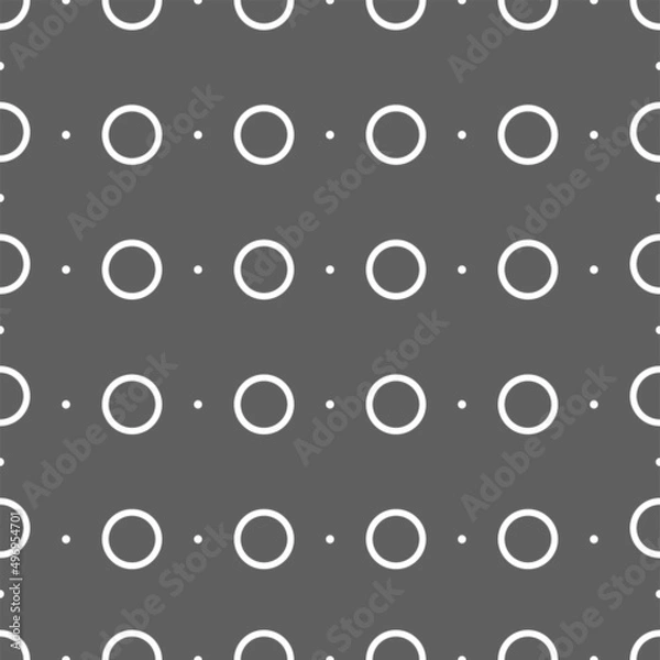 Fototapeta Vector illustration. Geometric seamless pattern. Solid dots and rhombus-shaped linear circles. Spotted gray and white background. Simple black and white abstract pattern.