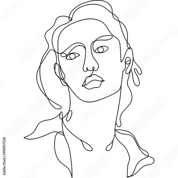 Fototapeta girl face abstract continuous line