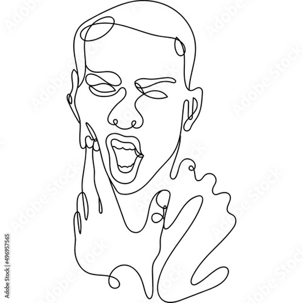 Obraz male front abstract continuous line