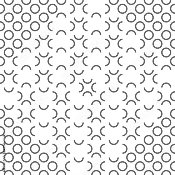 Obraz Vector illustration. Geometric seamless pattern. Contour circle and semicircle in the form of a rhombus. Spotted gray - white background. Simple abstract background with polka dots.