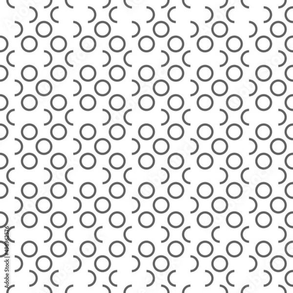 Fototapeta Vector illustration. Geometric seamless pattern. Contour circle and semicircle in the form of a rhombus. Spotted gray - white background. Simple abstract background with polka dots.