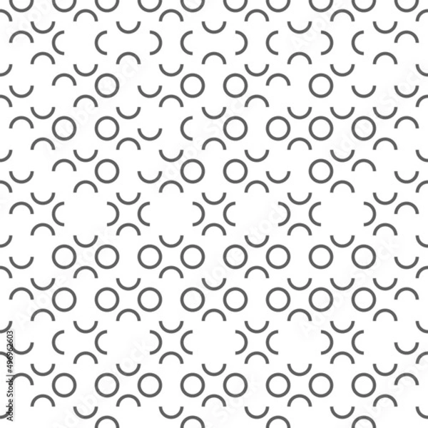 Obraz Vector illustration. Geometric seamless pattern. Contour circle and semicircle in the form of a rhombus. Spotted gray - white background. Simple abstract background with polka dots.