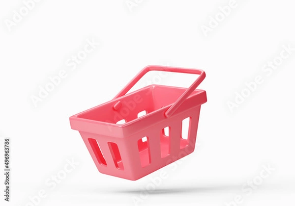 Fototapeta Red vintage shopping basket isolated on white background. Retro design