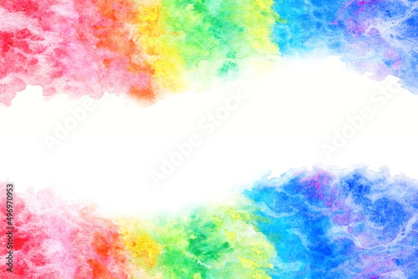 Fototapeta 空 雲 虹 水彩 カラフル 背景