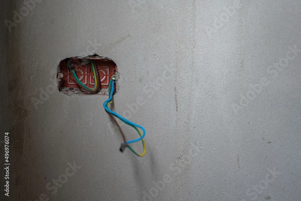 Fototapeta Power sockets on concrete walls,Copy space.