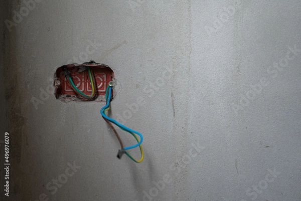 Fototapeta Power sockets on concrete walls,Copy space.