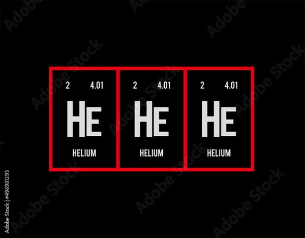 Obraz HeHeHe - Periodic Table of Elements on black background in vector illustration