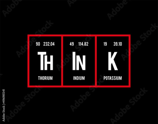 Obraz Think - Periodic Table of Elements on black background in vector illustration.