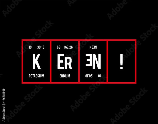 Obraz Keren - Periodic Table of Elements on black background in vector illustration.