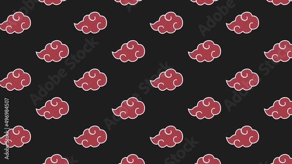 Obraz Red Cloud Pattern Background. Design Perfect For Clothing, Textile, Pillow, Fabric, Print and more