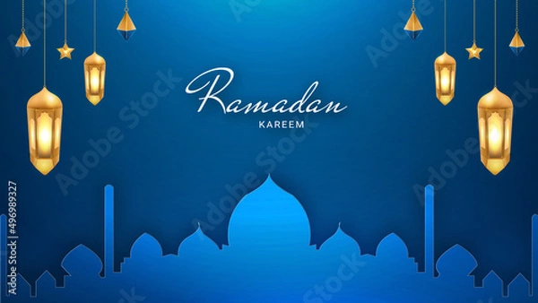 Obraz Clean eid mubarak mosque banner design;