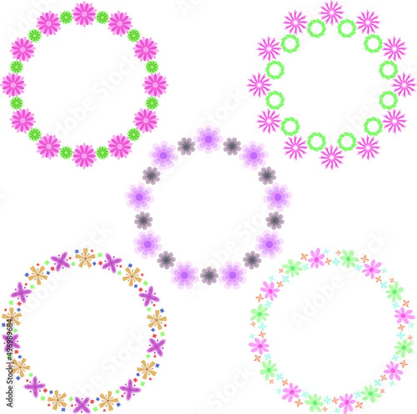 Obraz Beautiful flower pattern circular frame design, Border element with flower creation.
