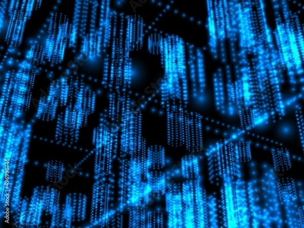 Obraz サイバー空間の中を行きかう、データや通信を表すコンセプトイラスト。