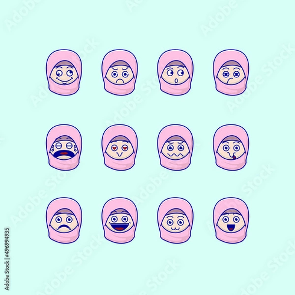 Obraz cute muslim girl emoticon