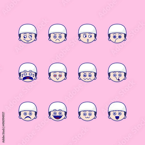 Obraz cute muslim boy emoticon
