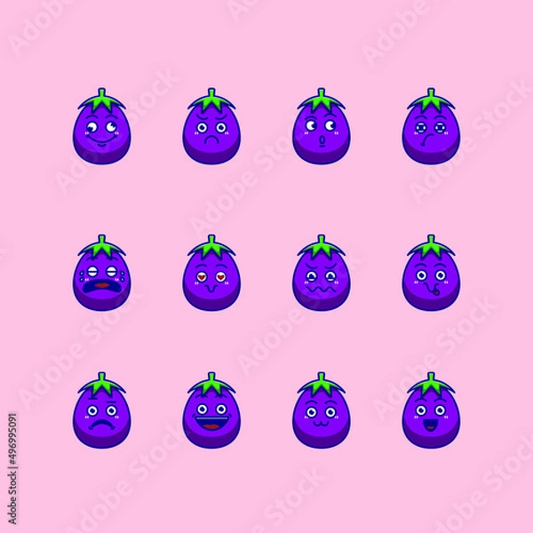 Obraz cute eggplant emoticon