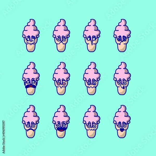 Obraz cute ice cream emoticon