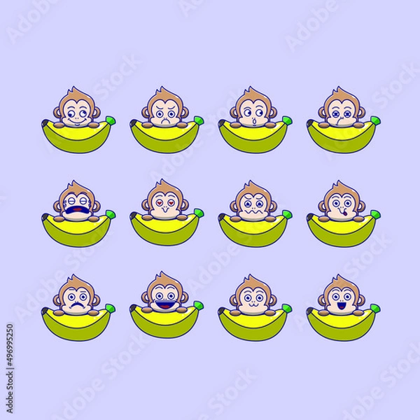 Obraz cute monkey emoticon