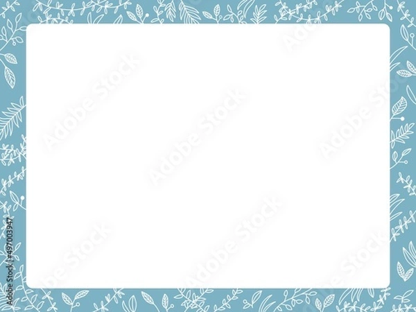 Fototapeta ボタニカルなフレーム　ブルー
