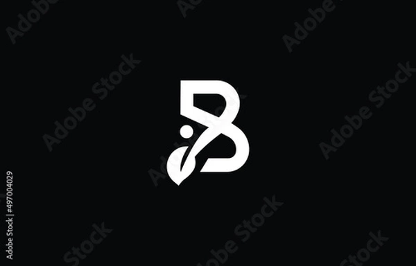 Obraz B Vine Leaf Modern and unique initials logo design