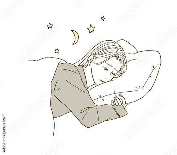 Fototapeta ビューティー　不眠に悩む女性のイラストレーション