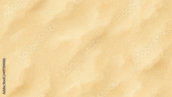 Obraz Realistic texture of beach sand. Vector illustration with top view on realistic ocean, river or sea sand.