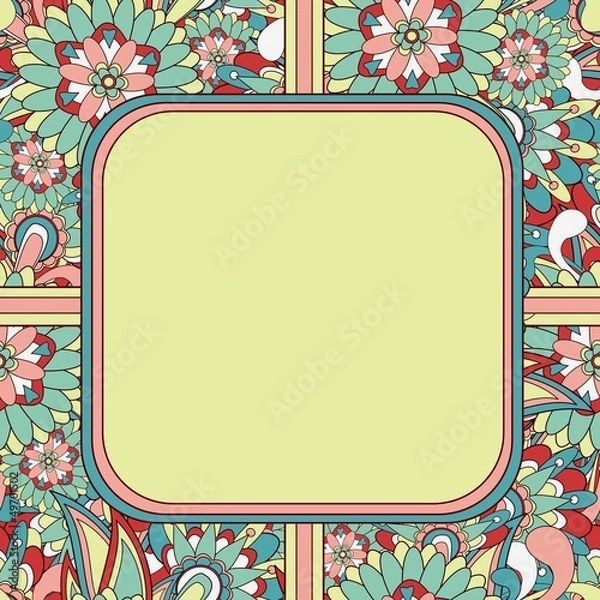 Obraz Seamless paisley background with text box