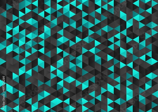 Obraz Triangle black turquoise blue abstract geometric gradient background