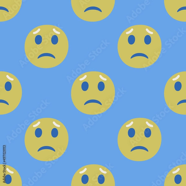 Fototapeta Seamless vector facial expression pattern. Repeat chat smiles background for fabric, textile, wrapping, cover etc.