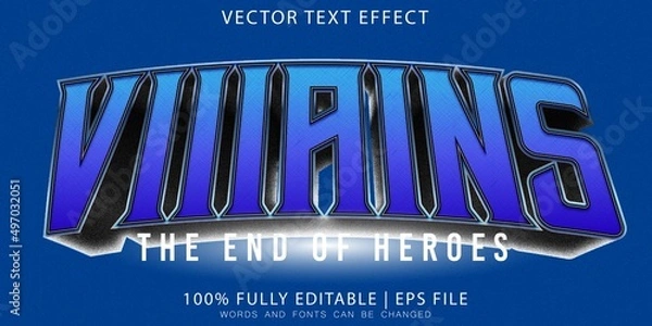 Obraz Villain, Shine blue 3d Text Effect