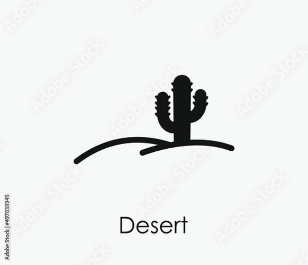 Fototapeta Desert vector icon. Editable stroke. Symbol in Line Art Style for Design, Presentation, Website or Apps Elements, Logo. Pixel vector graphics - Vector