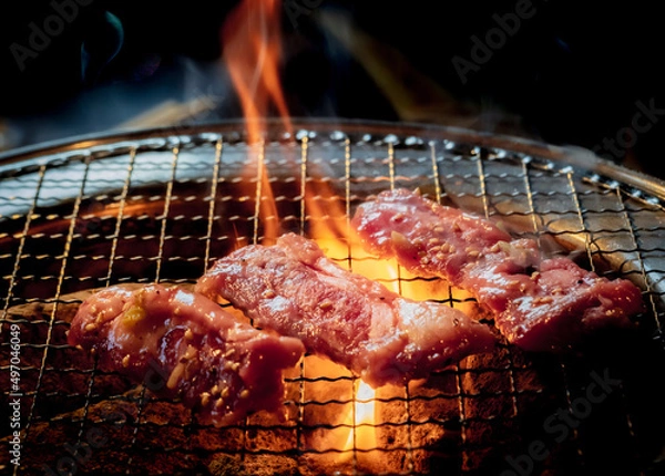 Fototapeta 生ラムジンギスカンを焼くイメージ  北海道札幌市