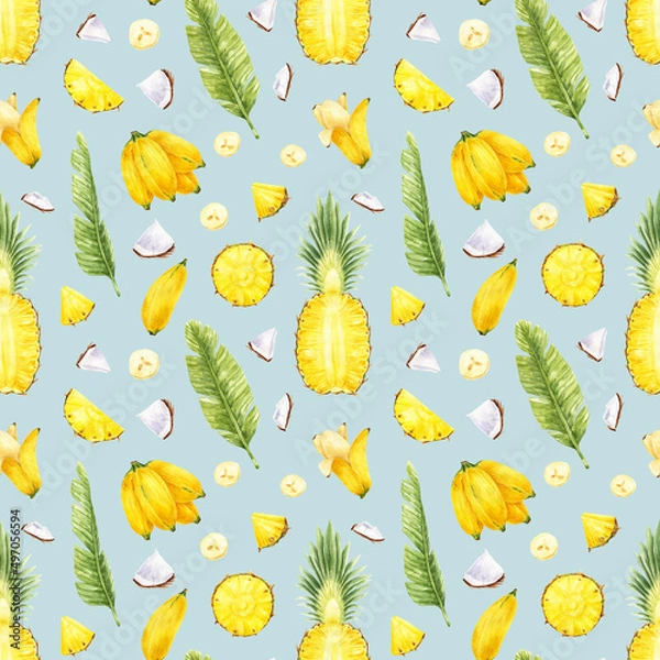Obraz Seamless pattern with tropical fruits