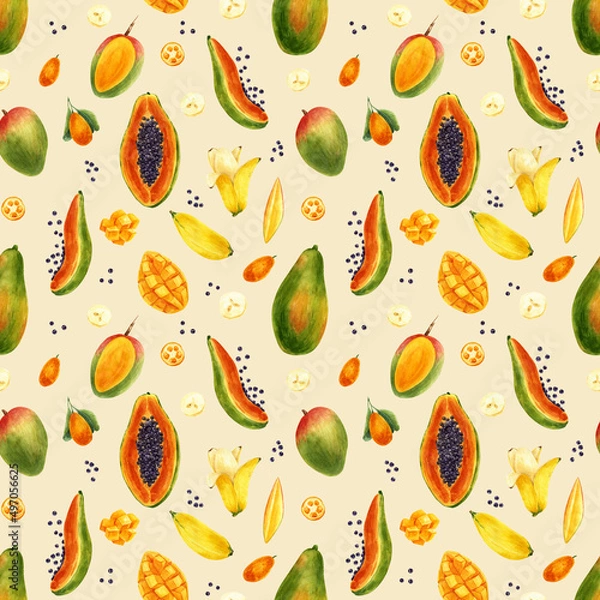 Obraz Seamless pattern with tropical fruits