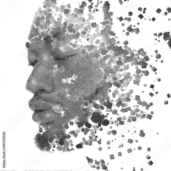 Fototapeta A portrait of a man dissolving into emptiness