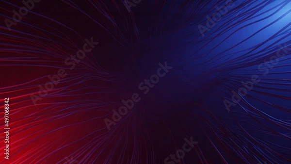 Fototapeta Red and blue neon lightning gaming style background. 3d illustration for games