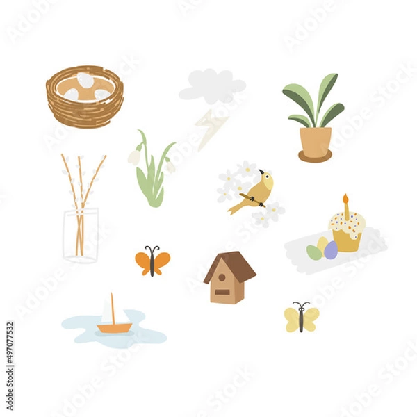 Obraz Cute collection of spring and Easter elements