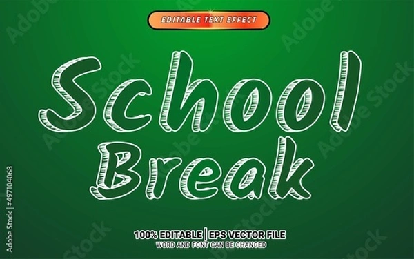 Obraz School break season 3d chalk text effect editable template design