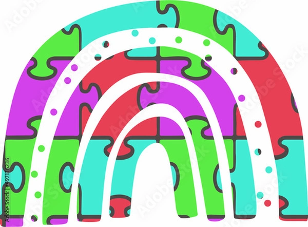 Obraz Autism Awareness Rainbow Puzzle